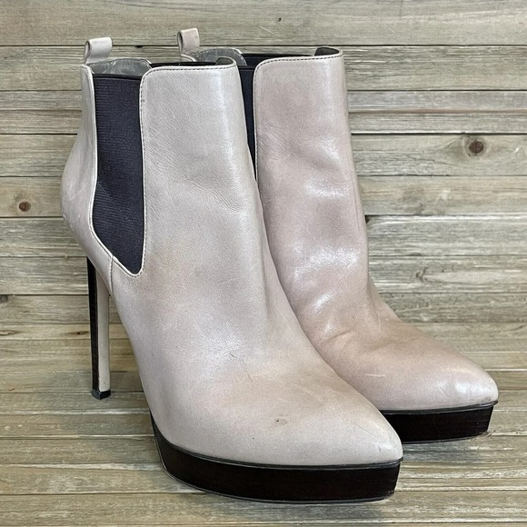 Womens Michael Kors Tan Leather Meadow Stilleto Pointed Ankle‎ Boots Size 10 M - Picture 1 of 7